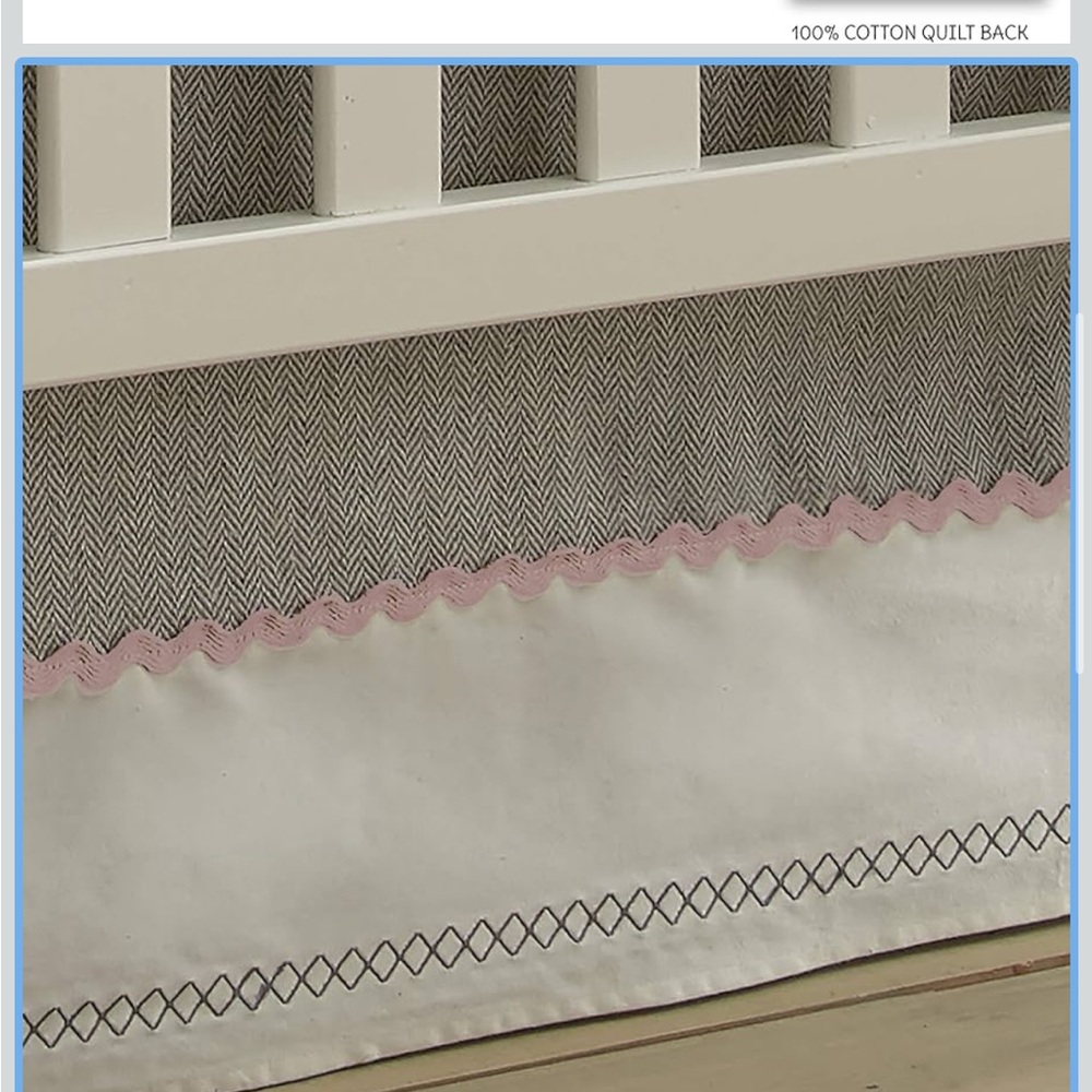 NEW Pink and Gray Crib Skirt